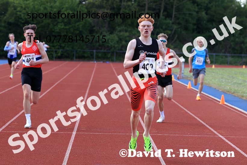Mens under-17s 400 metres 2025 North Eastern Track and Field Champs., Shildon, County Durham. Photo: David T. Hewitson/Sports for All Pics